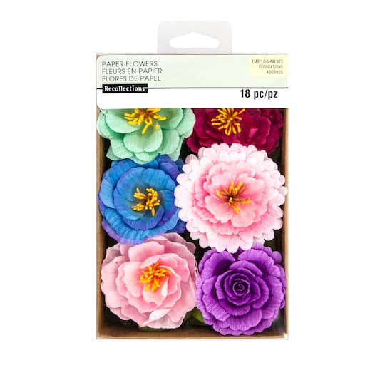 Mint, Blue & Pink Crepe Flowers by Recollections™